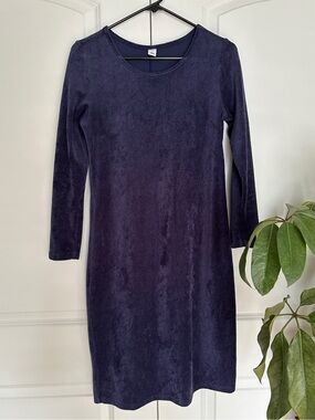 Old Navy 3/4 Sleeve Ribbed Velvet Corduroy Shift Dress Navy